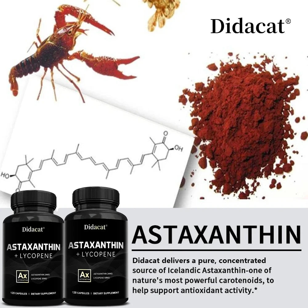 Astaxanthin 24mg + Lycopene 50mg , Natural Antioxidant From GlowCart