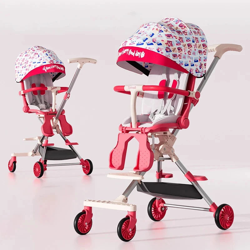 Portable Baby Stroller Foldable Dual-directional Push Sit or Lie Down High View Baby and Children's Walking Companion Cup Holder GlowCart