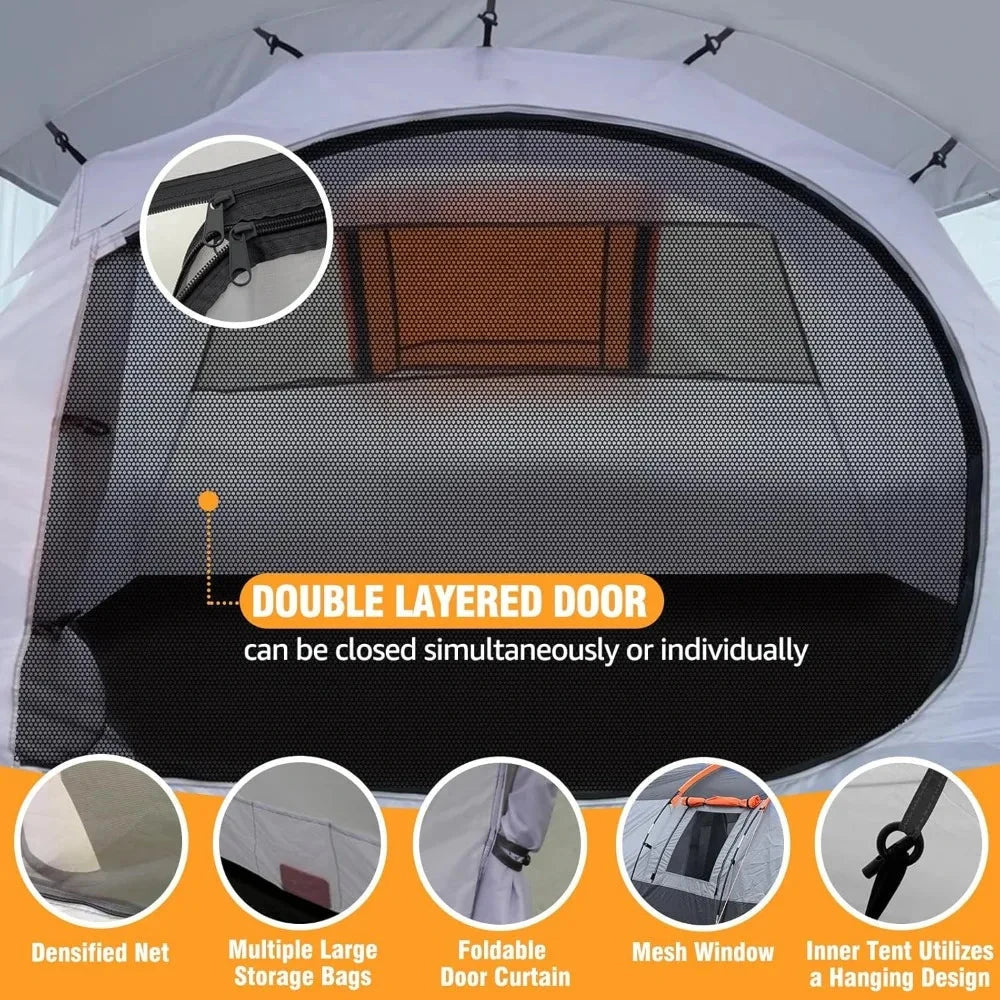 Camping Tents Tunnel Tent 4 Person Family Tents with 2 Doors GlowCart