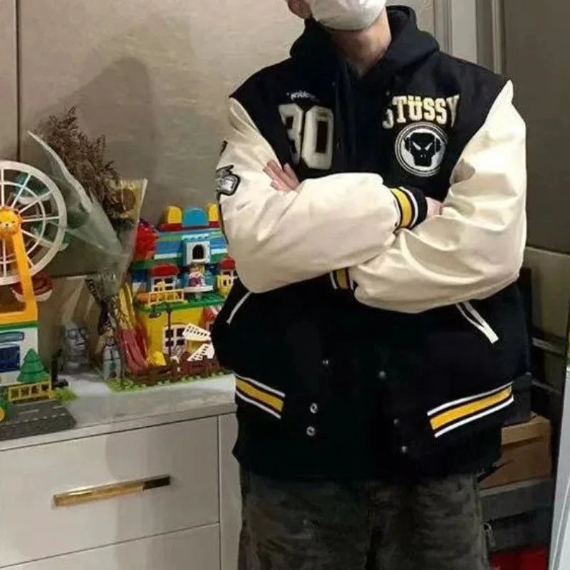 New Fashion Letter Pattern Flocking Embroidery Casual Jacket GlowCart