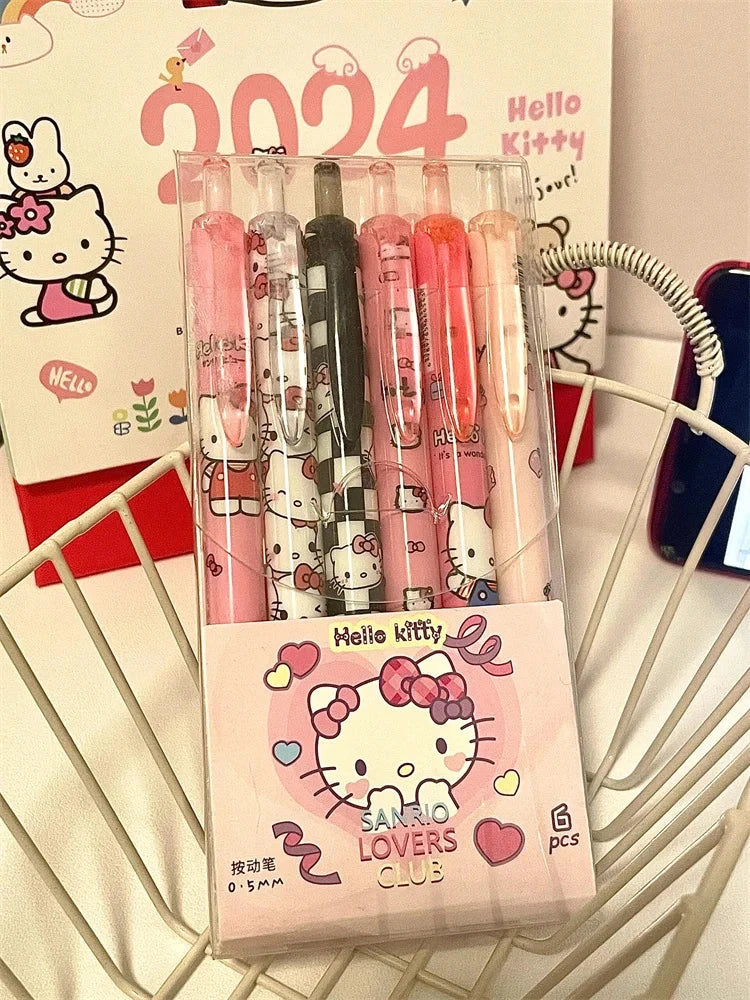 6Pcs Sanrio Gel Pen Hello Kitty Cartoon Kuromi ST Quick GlowCart