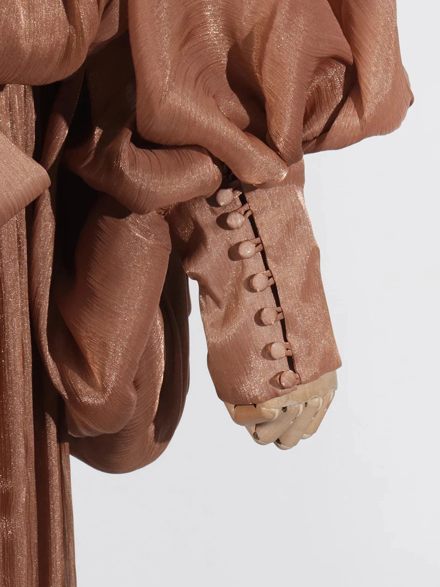 VGH Minimalist Spliced Folds Maxi Dresses for Women Scarf GlowCart