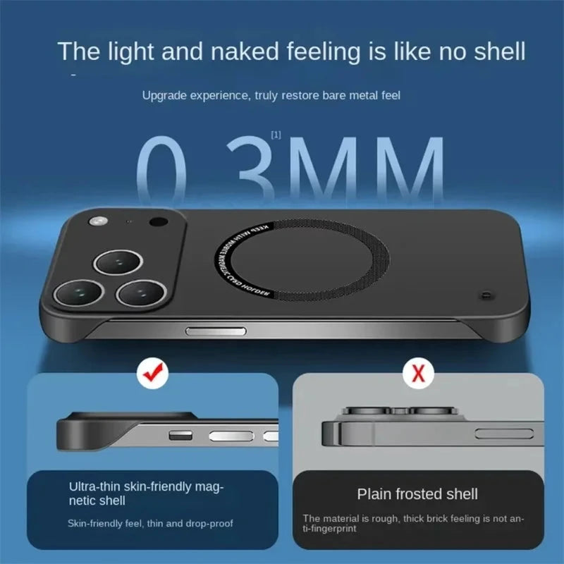 Ultra Thin Hard PC Magnetic Frameless Phone Case For Magsafe GlowCart