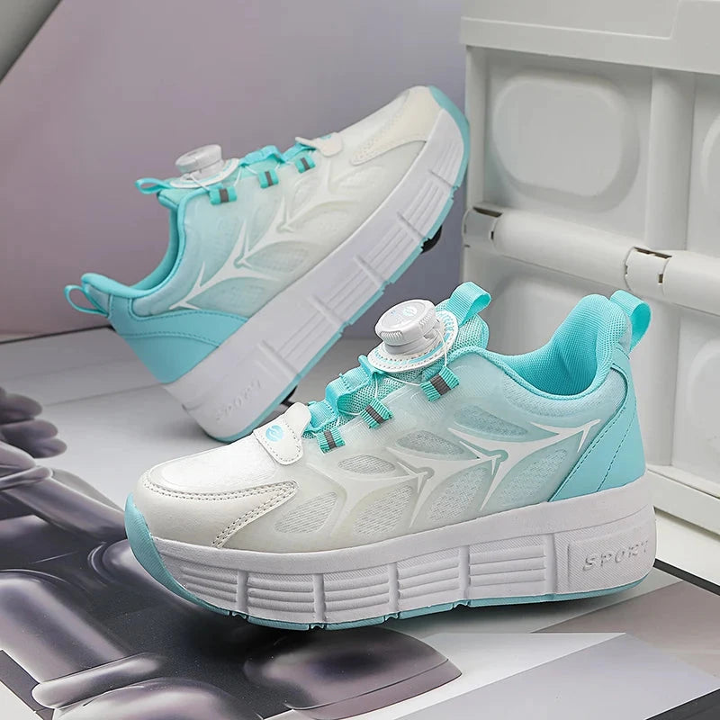 Childrens Two Wheel Skating Shoes New Fashion Stretchable Boys Outdoor Walking Sneakers Daily Student Amuse Casual Skating Shoes GlowCart