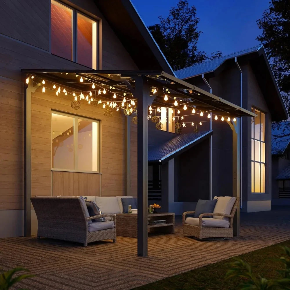 8x10FT Outdoor Pergola, Gazebo Pergola with Sloped Roof, GlowCart