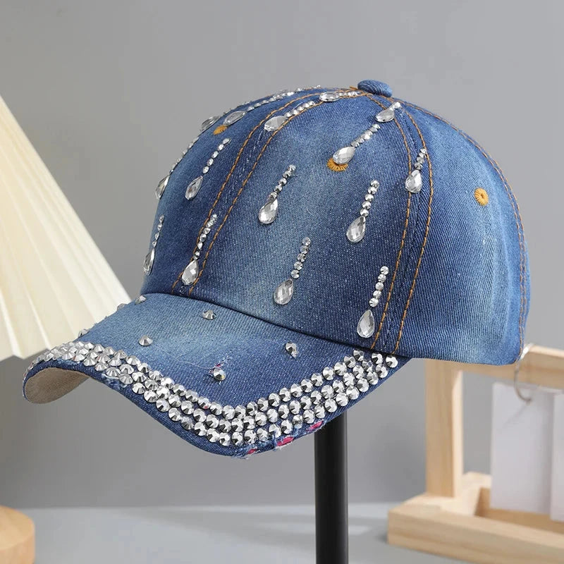 Adjustable Breathable Rhinestone Baseball Cap for Women GlowCart