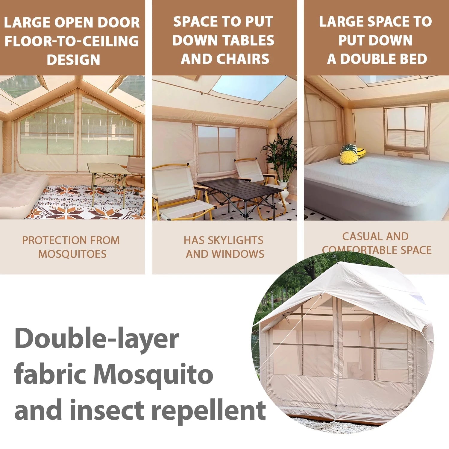 Inflatable Tent for Camping - 6-8 Person Ultra-Quick Setup GlowCart