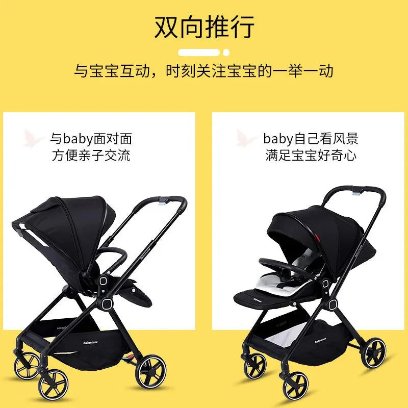 Highview Baby Stroller Can Sit or Lie Down, Lightweight and Foldable, Newborn Baby Umbrella Stroller,Four-wheel Two-way Stroller GlowCart