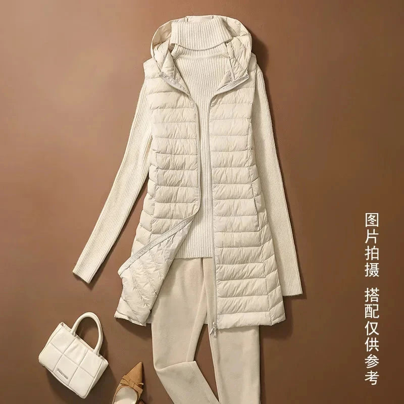 Women's Autumn/Winter X-long Hooded Sleeveless Jackets 2023 GlowCart
