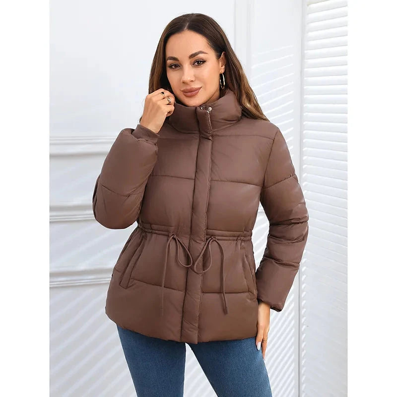 Parkas Women Jacket Drawstring Tight Waist Warm Jackets GlowCart