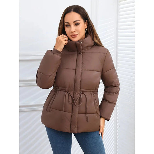 Parkas Women Jacket Drawstring Tight Waist Warm Jackets GlowCart