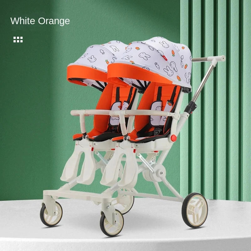 Baby Stroller Twins Slipping Baby God Infant Double Can Lie Flat and Sit Lightweight Carrying Folding Two-way Baby Pushchair GlowCart
