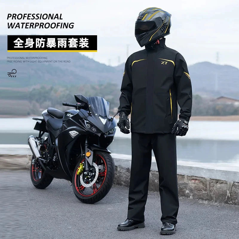 2025 New Motorcycle Raincoat Jacket Men Windproof Split Rain GlowCart