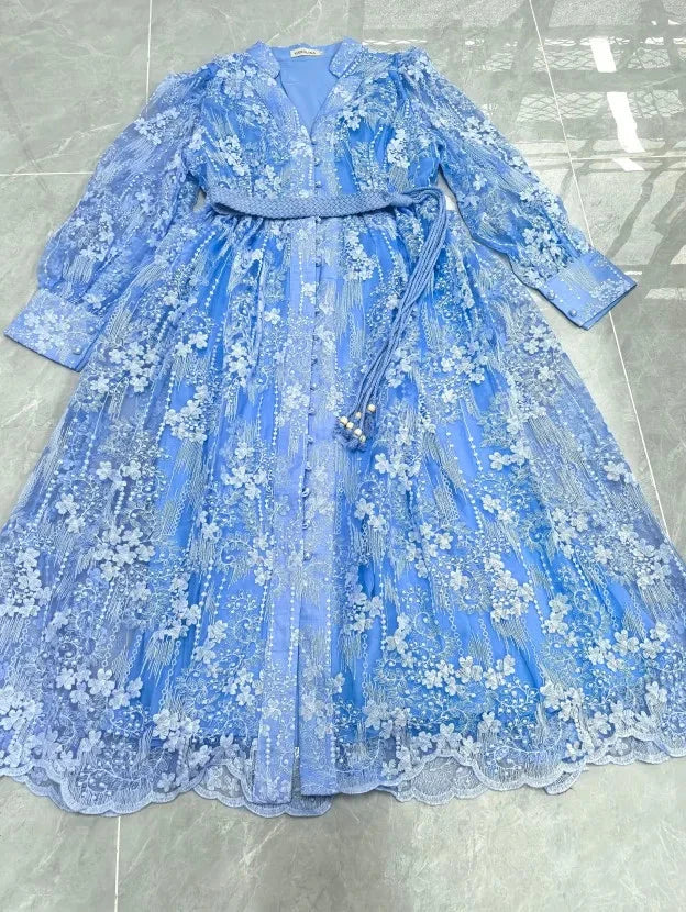 Luxury Embroidery Formal Dresses Women Summer Autumn Lantern GlowCart