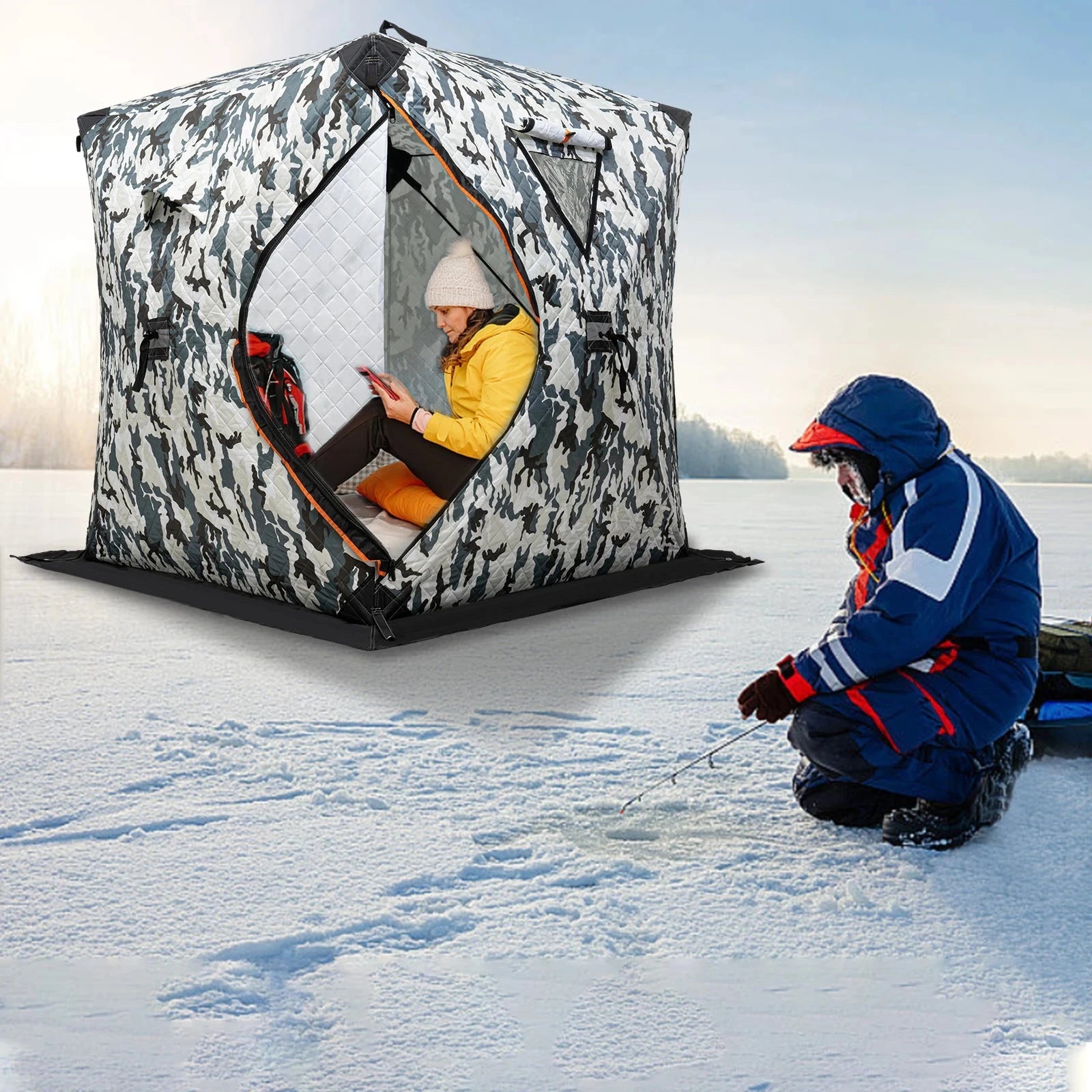 Portable Ice Fishing Shelter Tent for 1-2 Person, Winter GlowCart