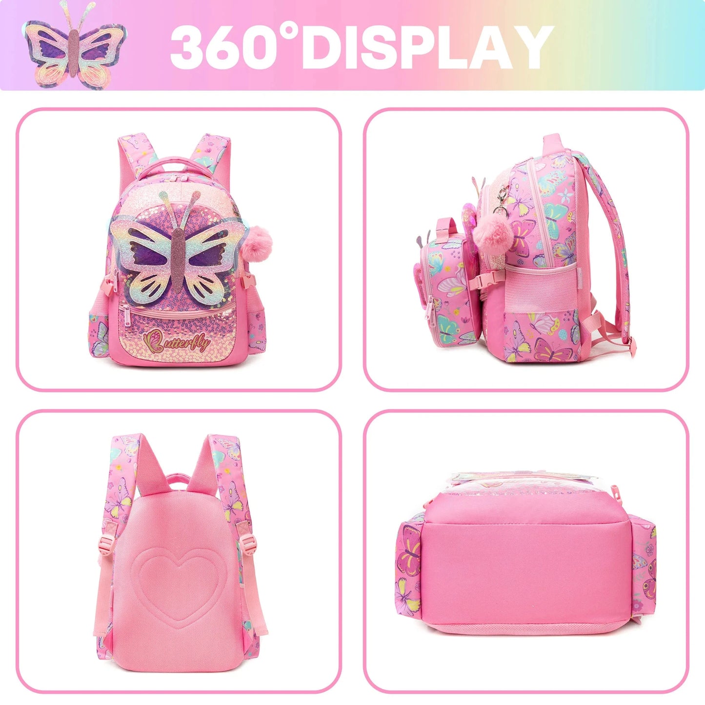 Fashionable and Cute new Children's Backpack with Large Capacity and Lightweight with Lunch bag Pencil case Suitable for School GlowCart