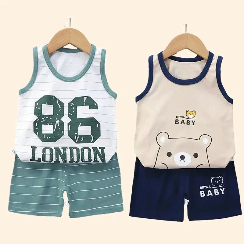 Children Sets Kids Clothes Boys Girls Vest Suit  Summer GlowCart