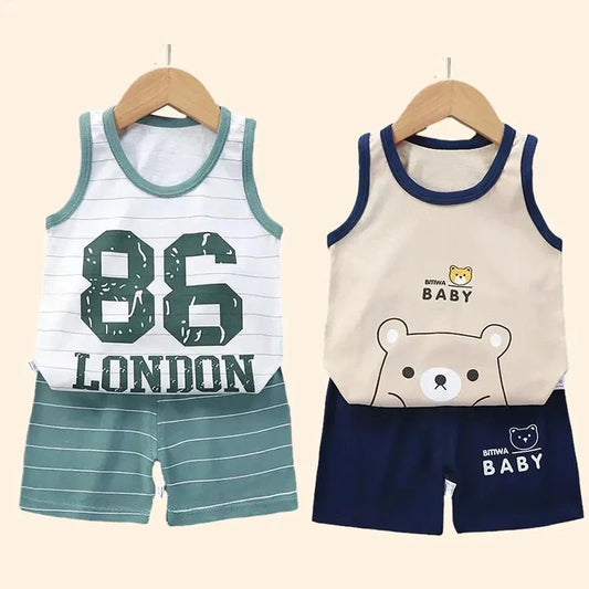 Children Sets Kids Clothes Boys Girls Vest Suit  Summer GlowCart