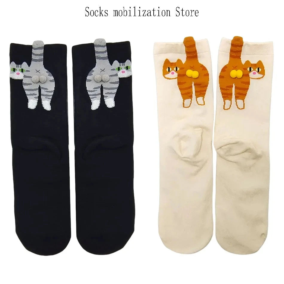 Gift for cat lovers: cartoon cat ladies cotton socks GlowCart
