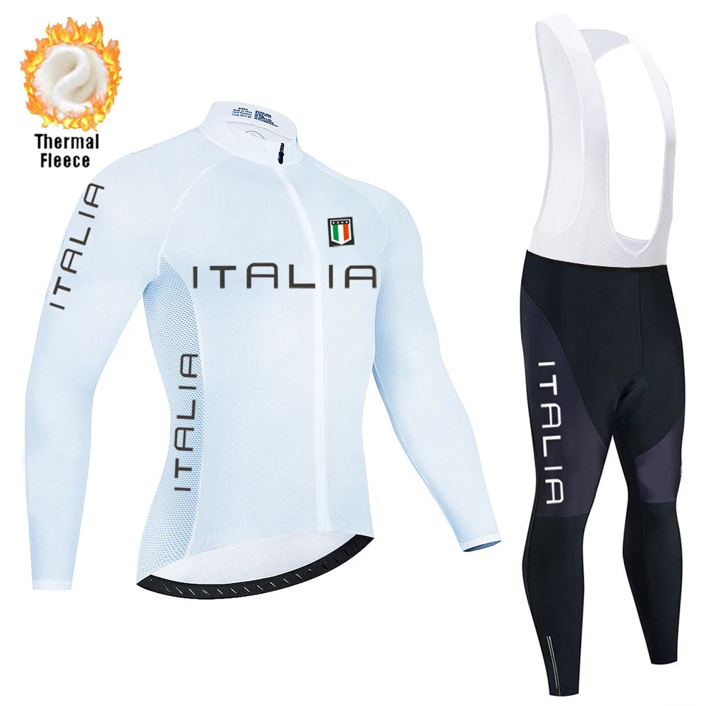 2026 New Winter Thermal Fleece Cycling Jersey Set Long Sleeve MTB Racing Bike Jersey Suit For Men Bib Pants Set Cycling Clothing GlowCart