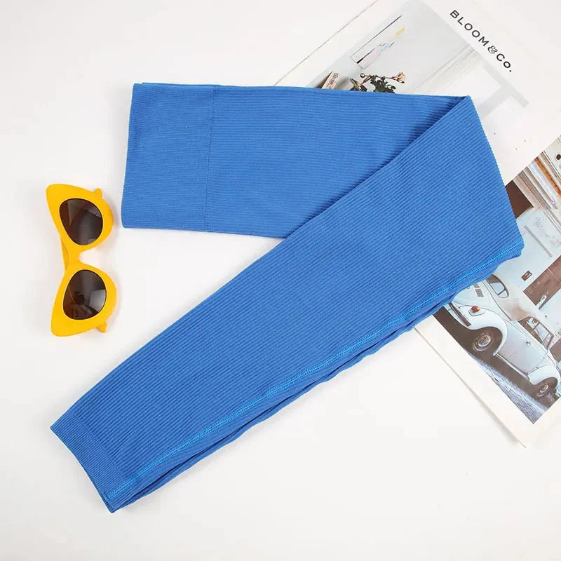 Women Seamless Ribbed Leggings High Waist Butt Lifting GlowCart