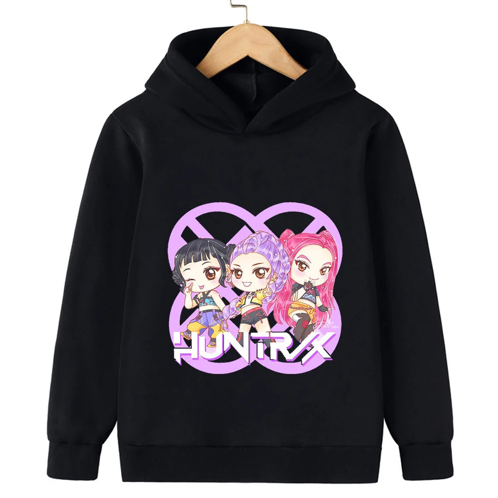 2025 Movie KPop Demon Hunters Cartoon Girls Boys Hoodies Children's Korean Wave Print Fashion Casual Tops Casual Girls Clothing GlowCart