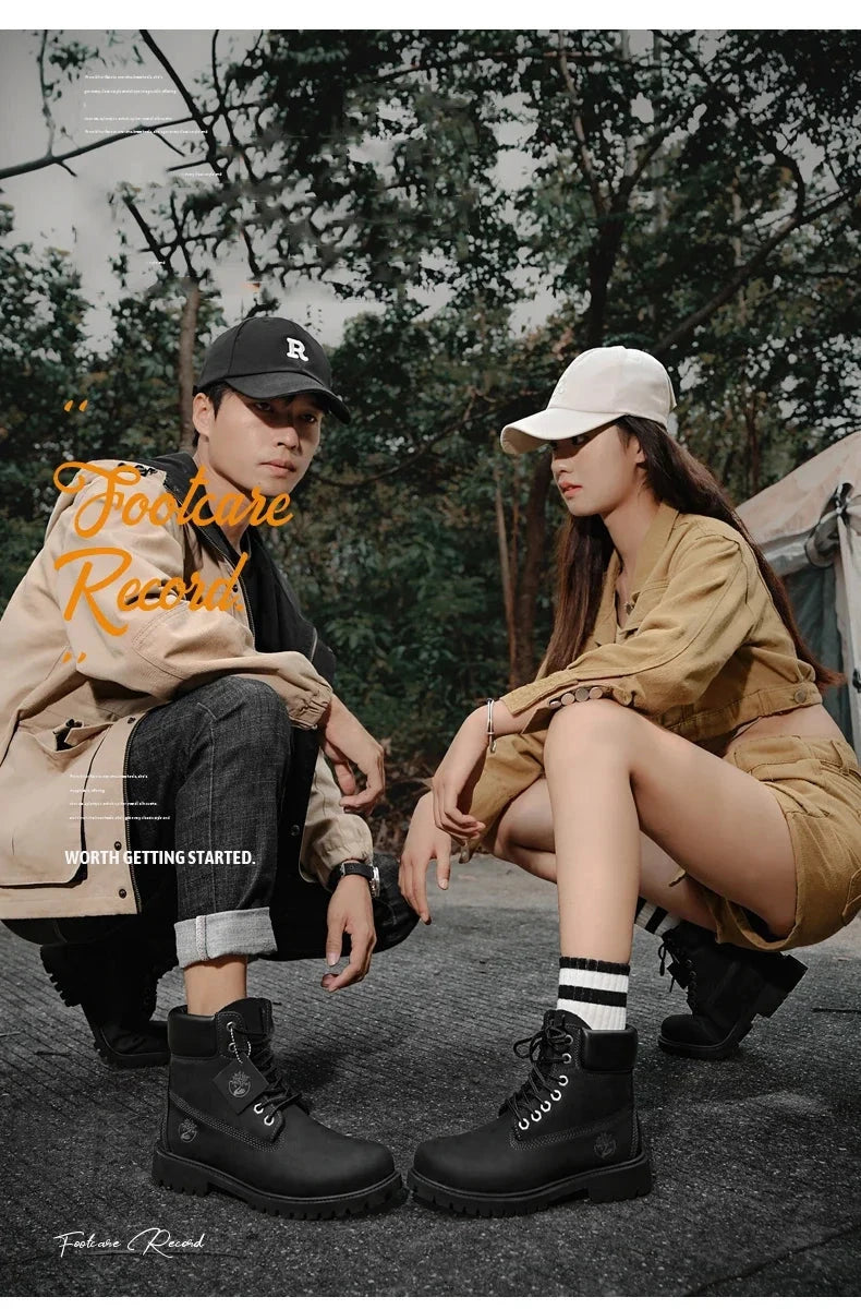 Boots Men High Top Boots High Quality Women Leather Shoes GlowCart