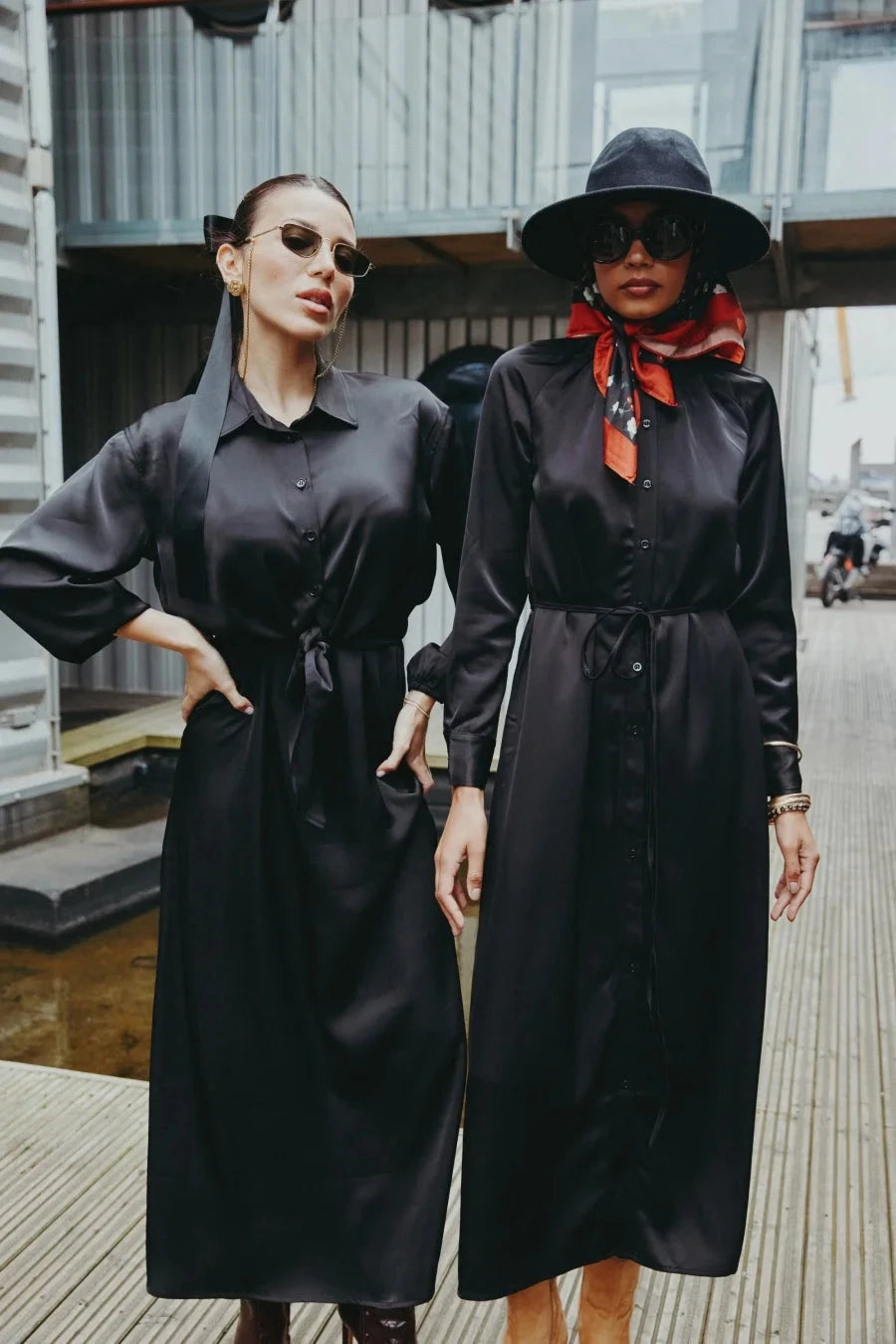 AS AW25 satin dress elegance lady ruffled neck woman clothes GlowCart