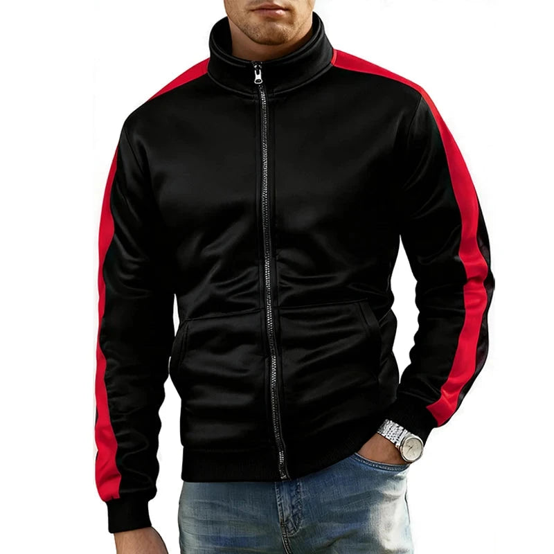 Men's Colorblock Patchwork Sporty Jacket with Kanga Pocket Fall Winter Fleece Lined Warm Long Sleeve Zip Up Coat Outwear Tops GlowCart