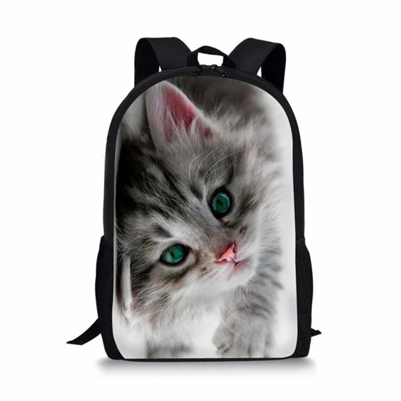 Trendy Popular Cat Notebook Backpacks pupil School Bags 3D GlowCart