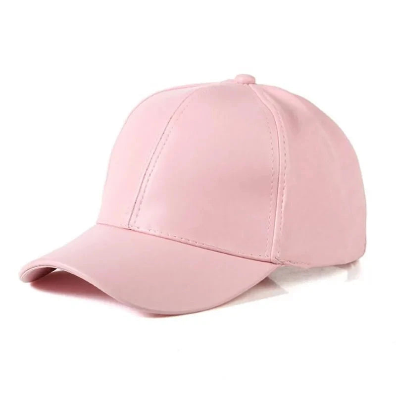 1PC Unisex Solid Men Women Baseball Cap PU Leather HIP HOP GlowCart