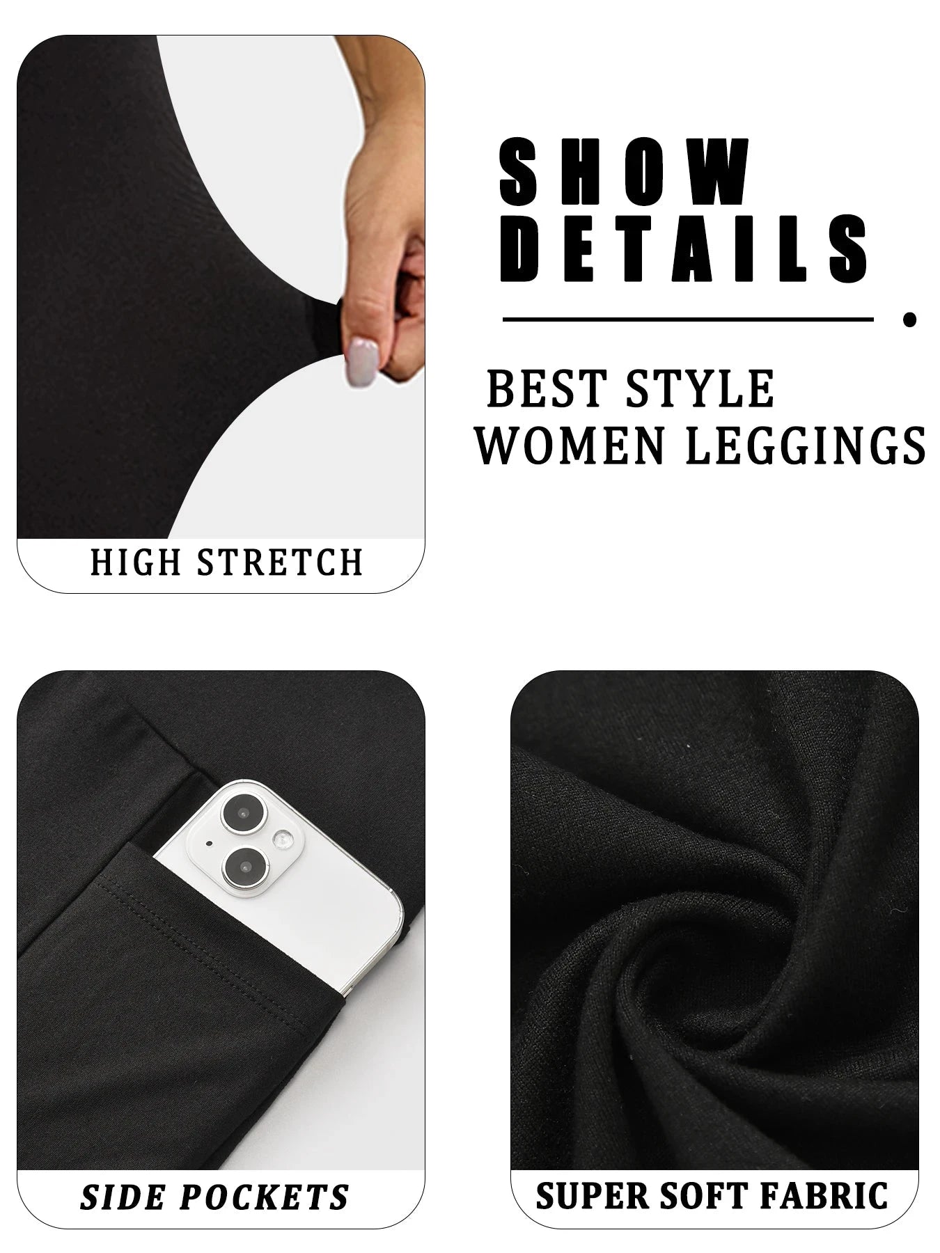 Super Soft Leggings with Pockets for Women，High Waisted GlowCart