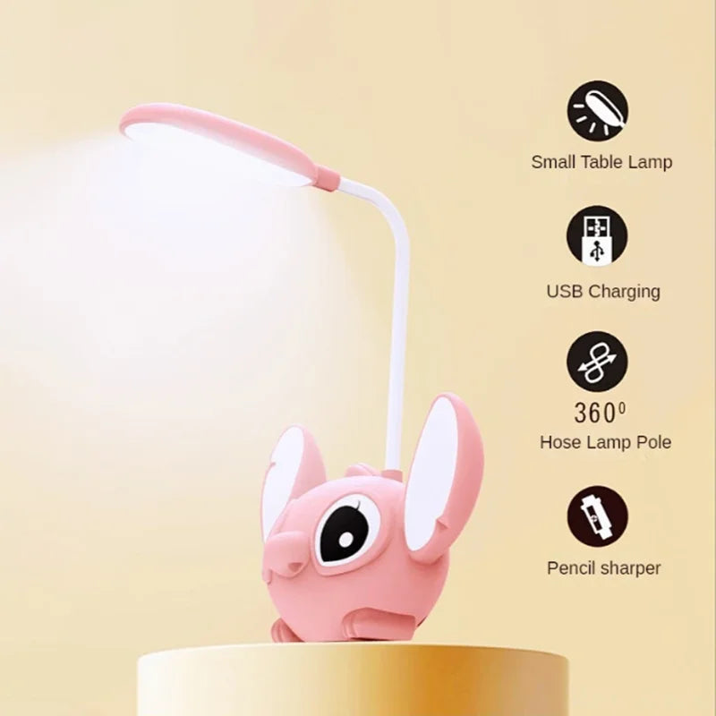 Led Lilo & Stitch Desk Lamp With Pencil Sharpener Foldable