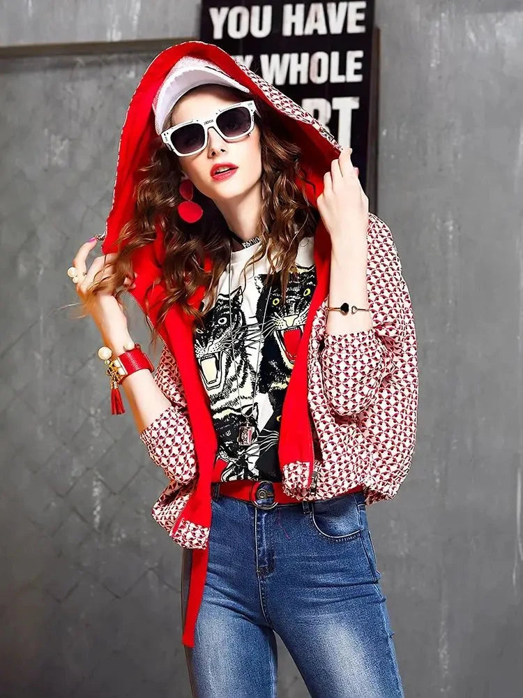 women oversized cropped hoodie jacket casual zip up GlowCart