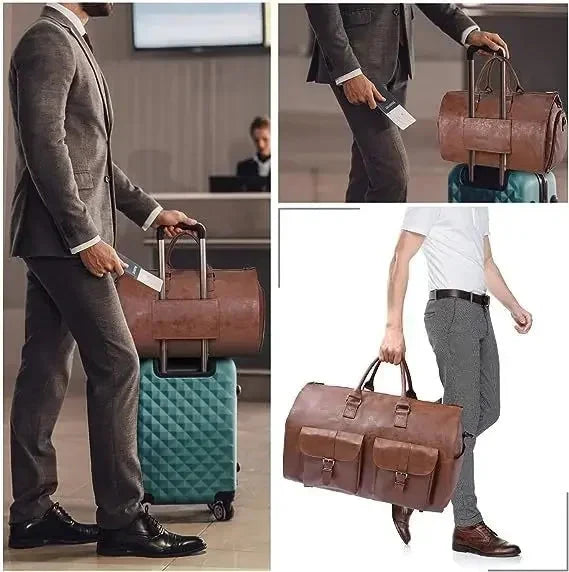 2025 New Men's Leather Waterproof Business Travel Large GlowCart