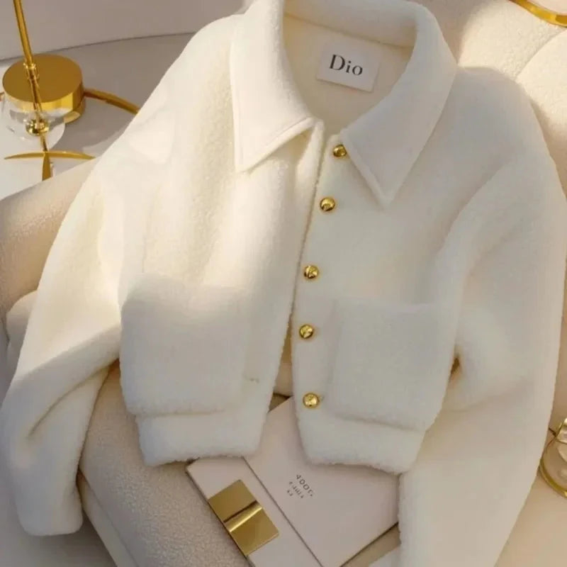 Lambwool Coat Women's New Integrated Thickened Warm High-end GlowCart