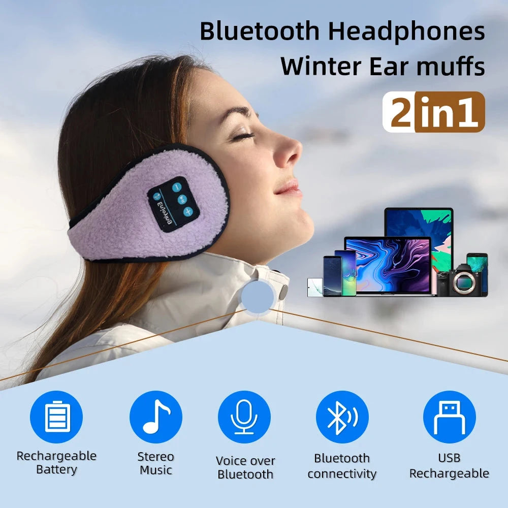 Wireless Adjustable Bluetooth Earmuffs Headphones Winter Ear GlowCart