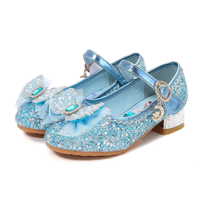 Disney Girls' Princess  Sandals Shoes Children's Shoes Elsa Children's Shoes Girls Fashion Baby Pink Blue High Heel Shoes Size GlowCart