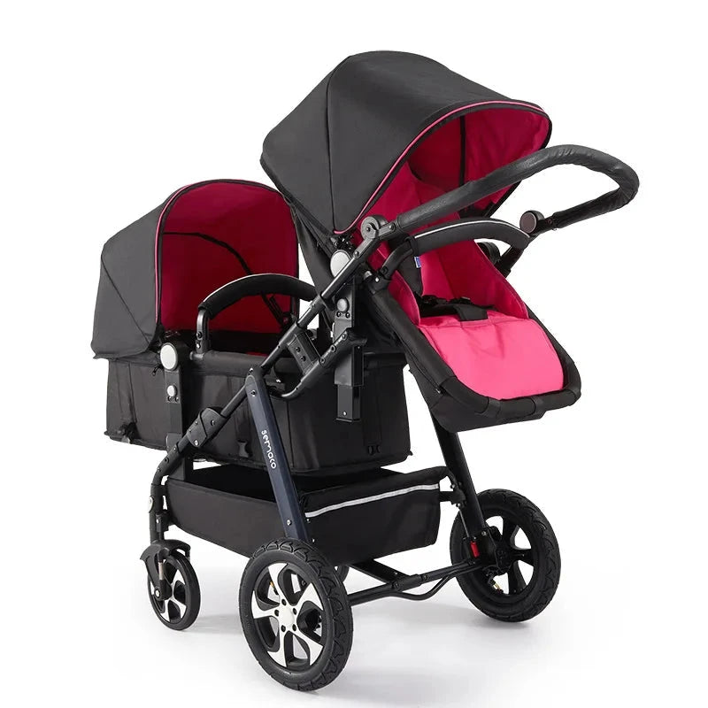 New Twins baby stroller 2 in 1,travel baby carriage, Newborn Pram,Portable Kids Stroller, double baby stroller four wheels GlowCart