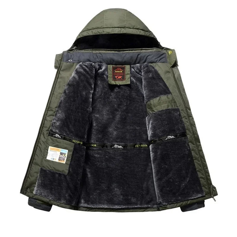 Men's Ski Jacket Winter Waterproof Windproof Warm Coat Fleece Thick Outwear Outdoor Mountain Overcoat Removable Hooded Parka 9XL GlowCart
