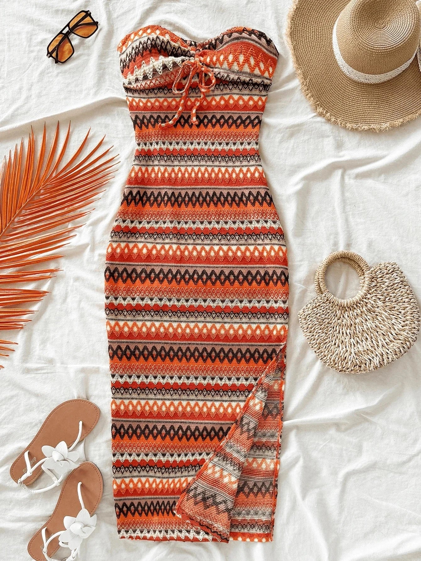 Women's Casual Sexy Bow Wrap Chest Patchwork Slim Dress GlowCart