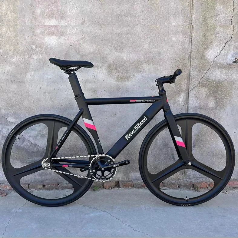 Made in China Fixed Gear Bike Aluminum Alloy Outdoor Sports Single Speed 700C Road Bicycle Urban Bike, Black/Red GlowCart