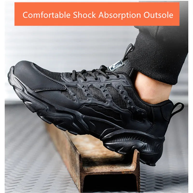 white work shoes lightweight comfortable safety shoes man women work shoes with a steel toe puncture proof safety work sneakers GlowCart