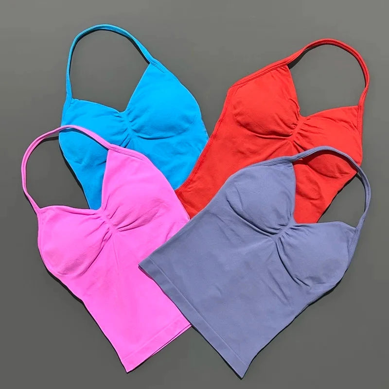 HISTELLO Impact Longline Strappy Top Sports Yoga Vest Women Fitness Tank Top Gym Beautiful Open Back Bra Running Workout Halter GlowCart