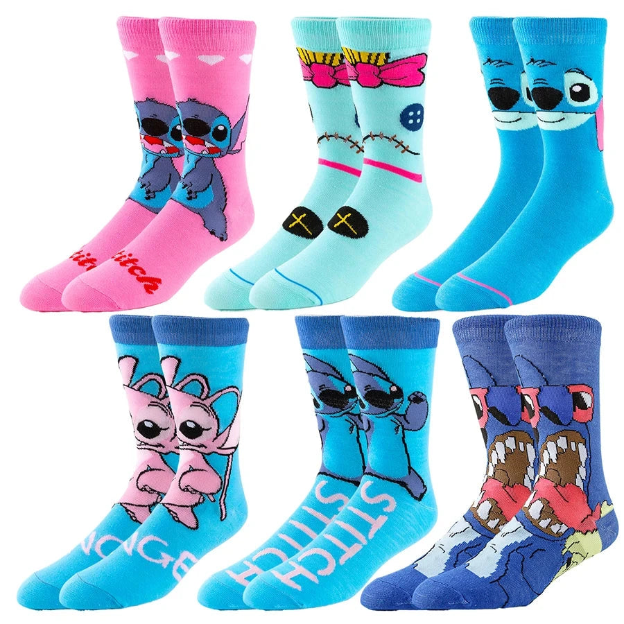 6pairs Random Color Potdemiel Disney Cartoon Anime Socks Hip GlowCart