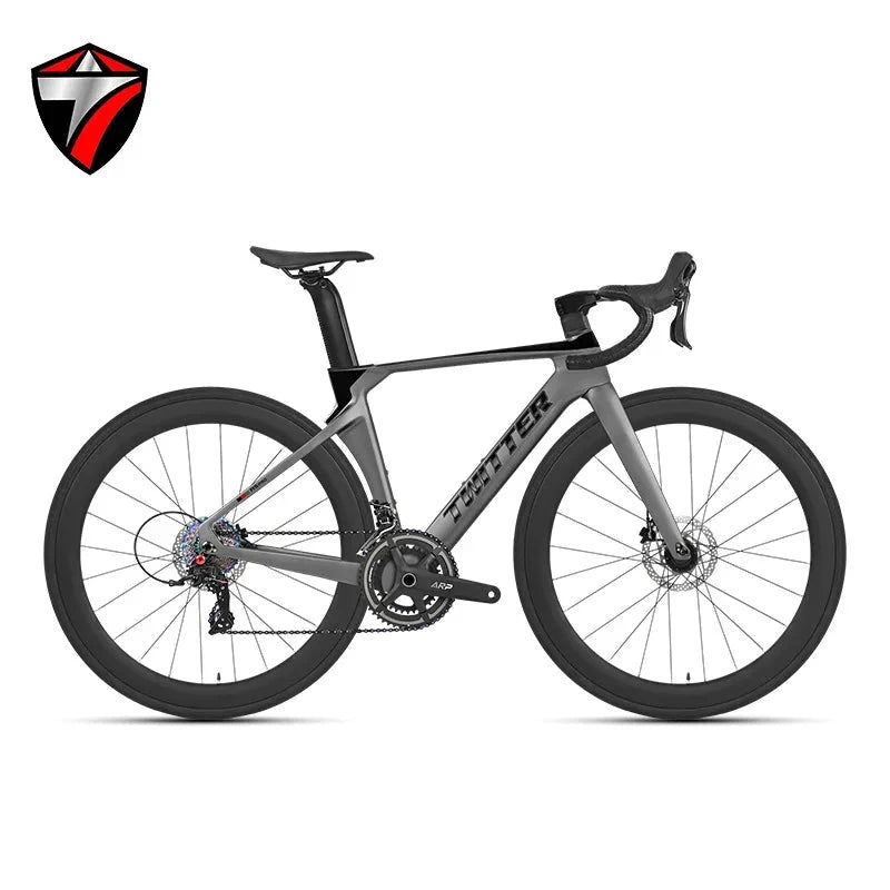 Twitter 700X28C Sensah 24 Speed Carbon Road Bike Hydraulic Disc Racing Bicycle With 50mm Carbon Wheelset inner Cables For Adults GlowCart