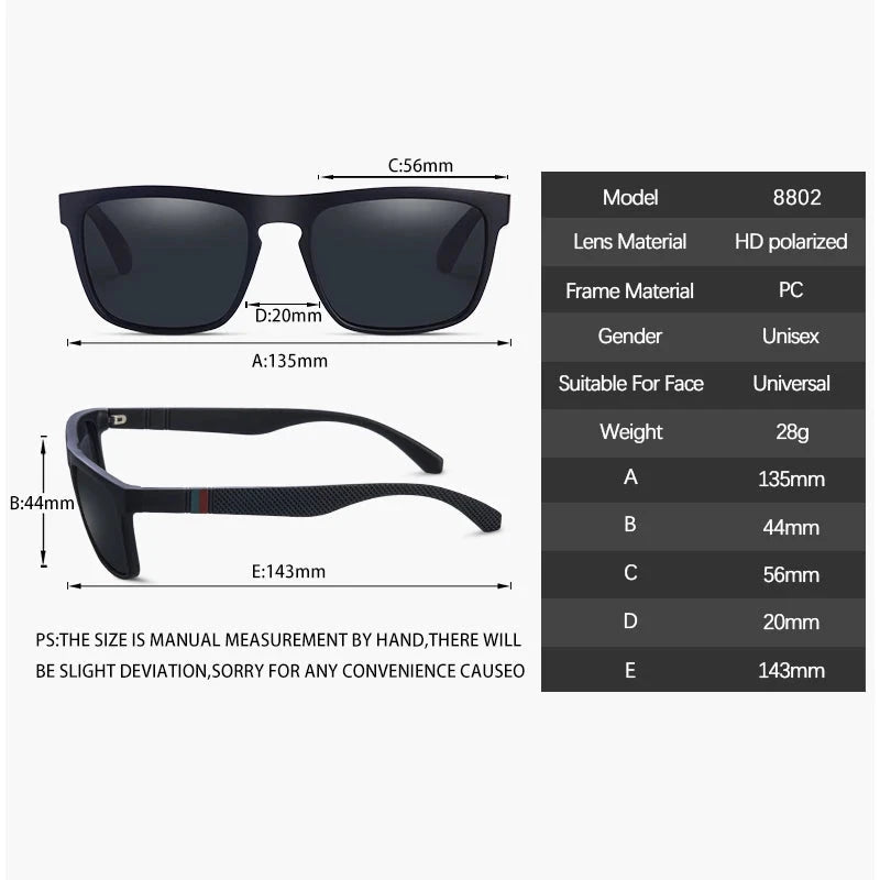 Fashion Square Vintage Polarized Sunglasses Men Women Retro GlowCart
