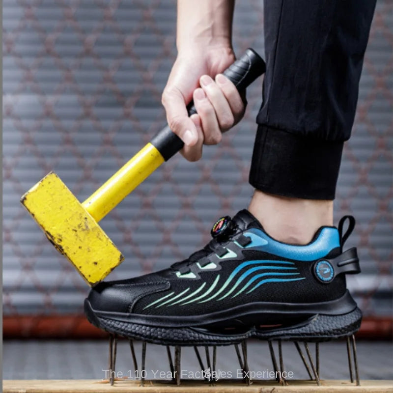 Rotating Button New Safety Shoes Men Anti-smash Anti-puncture Work Shoes Fashion Men Sport Shoes Security Protective Boots Men GlowCart
