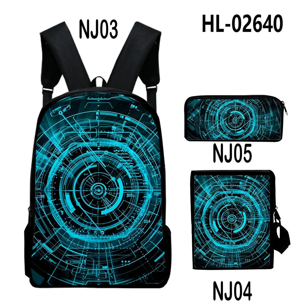 Fashion Youthful Technology style 3D Print 3pcs/Set Student GlowCart