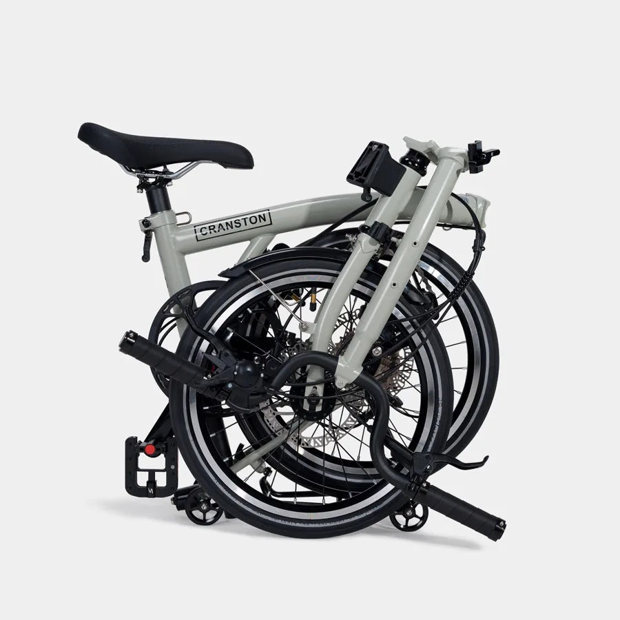 CRANSTON Lightweight Grey Disc Brake M/S 16-inch Portable Folding Bicycle 9 Speed Chrome-molybdenum Steel Retro Bike for Adult GlowCart